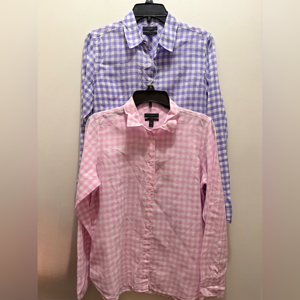 J. Crew Bundle Men's Pink and Purple Checkered Shirts